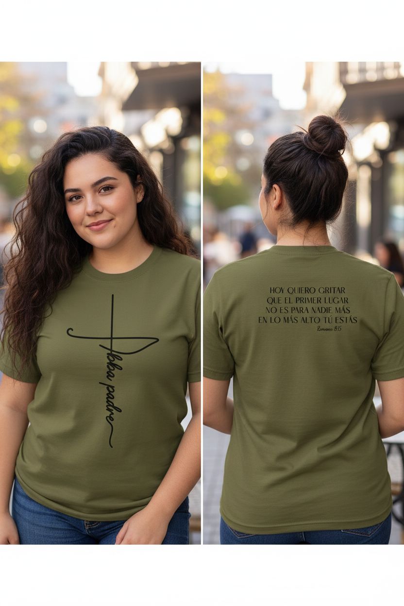 Camiseta "Abba Padre" - color olivo, ambos lados