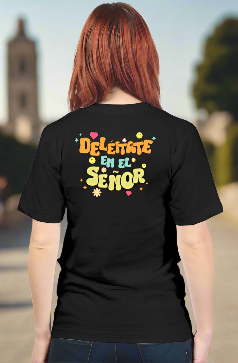 Camiseta "Deleitate en el Senor" - negro