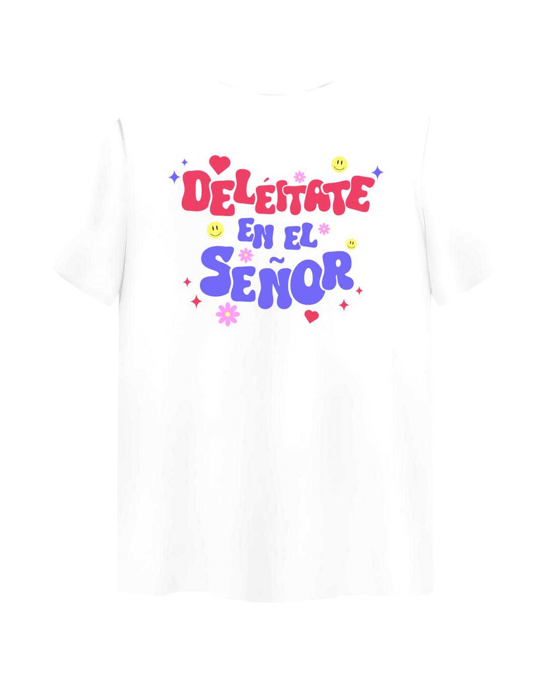 Camiseta "Deleitate en el Senor" - Blanco, ambos lados