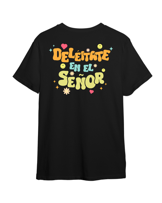 Camiseta "Deleitate en el Senor" - negro, ambos lados