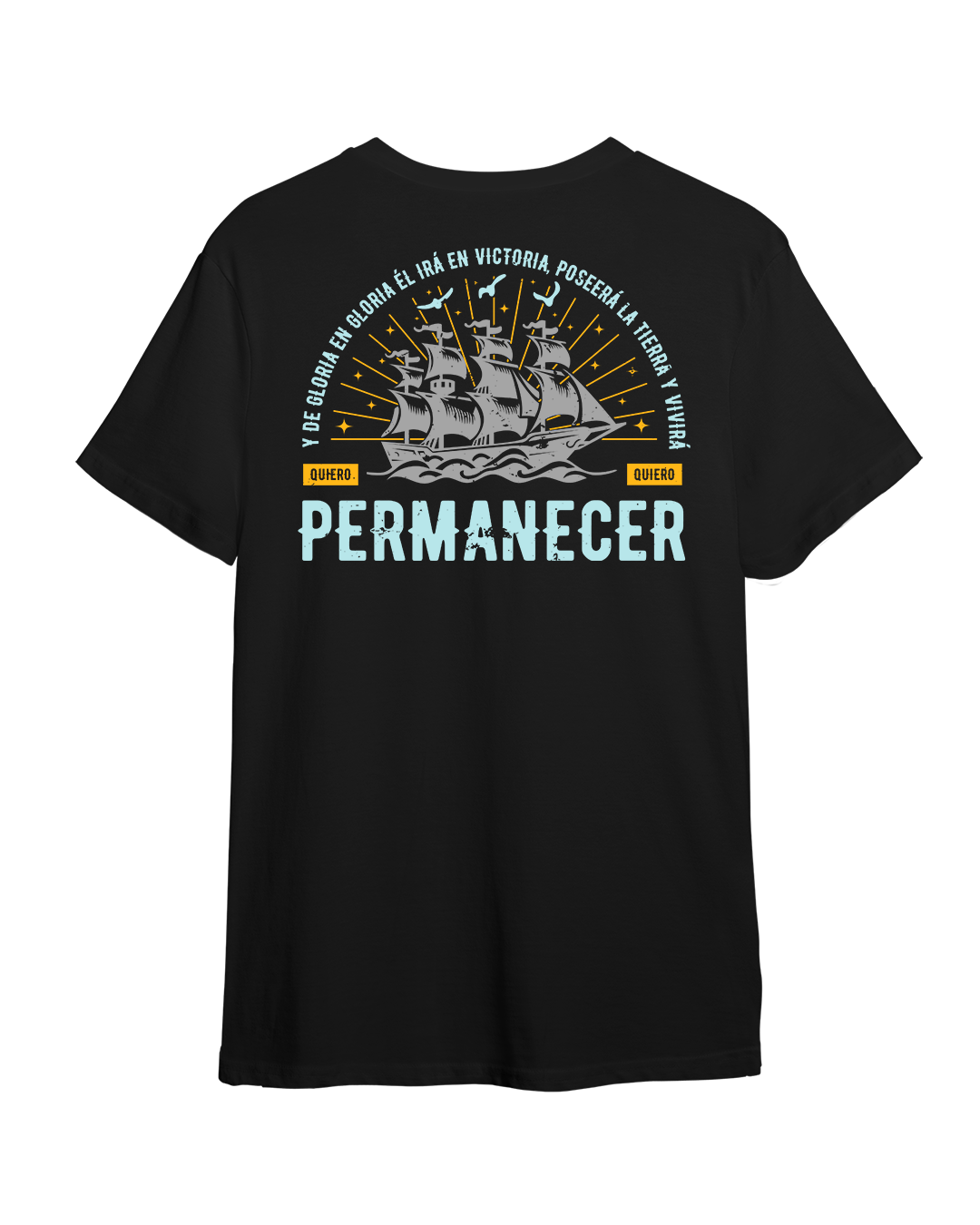 Camiseta "Quiero Permancer" color negro, ambos lados