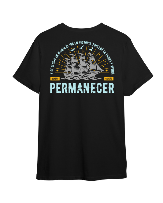 Camiseta "Quiero Permancer" color negro, ambos lados