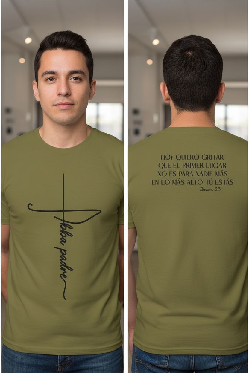Camiseta "Abba Padre" - color olivo, ambos lados